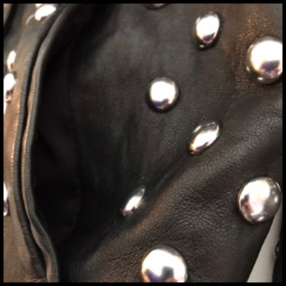 Diane Von Furstenberg Kate Soft Leather Covered With Silver Tone Dome Studs Sz 4 - Picture 7 of 16
